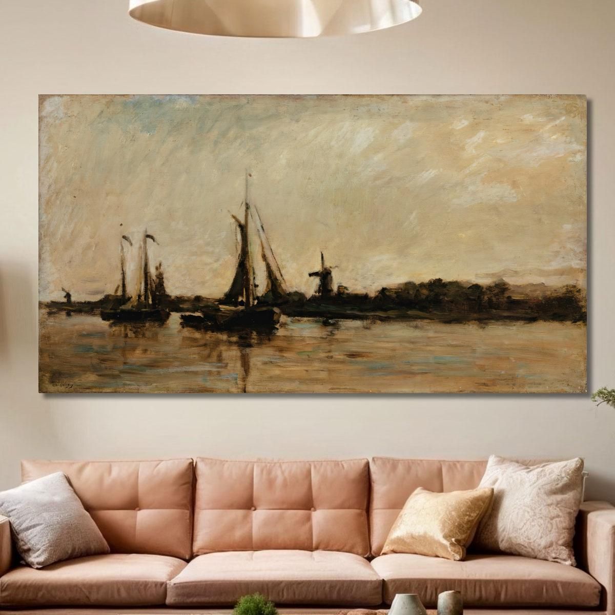 Landscape With A Canal In Holland Charles François Daubigny cfd37 canvas print 