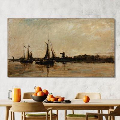 Landscape With A Canal In Holland Charles François Daubigny cfd37 canvas print 