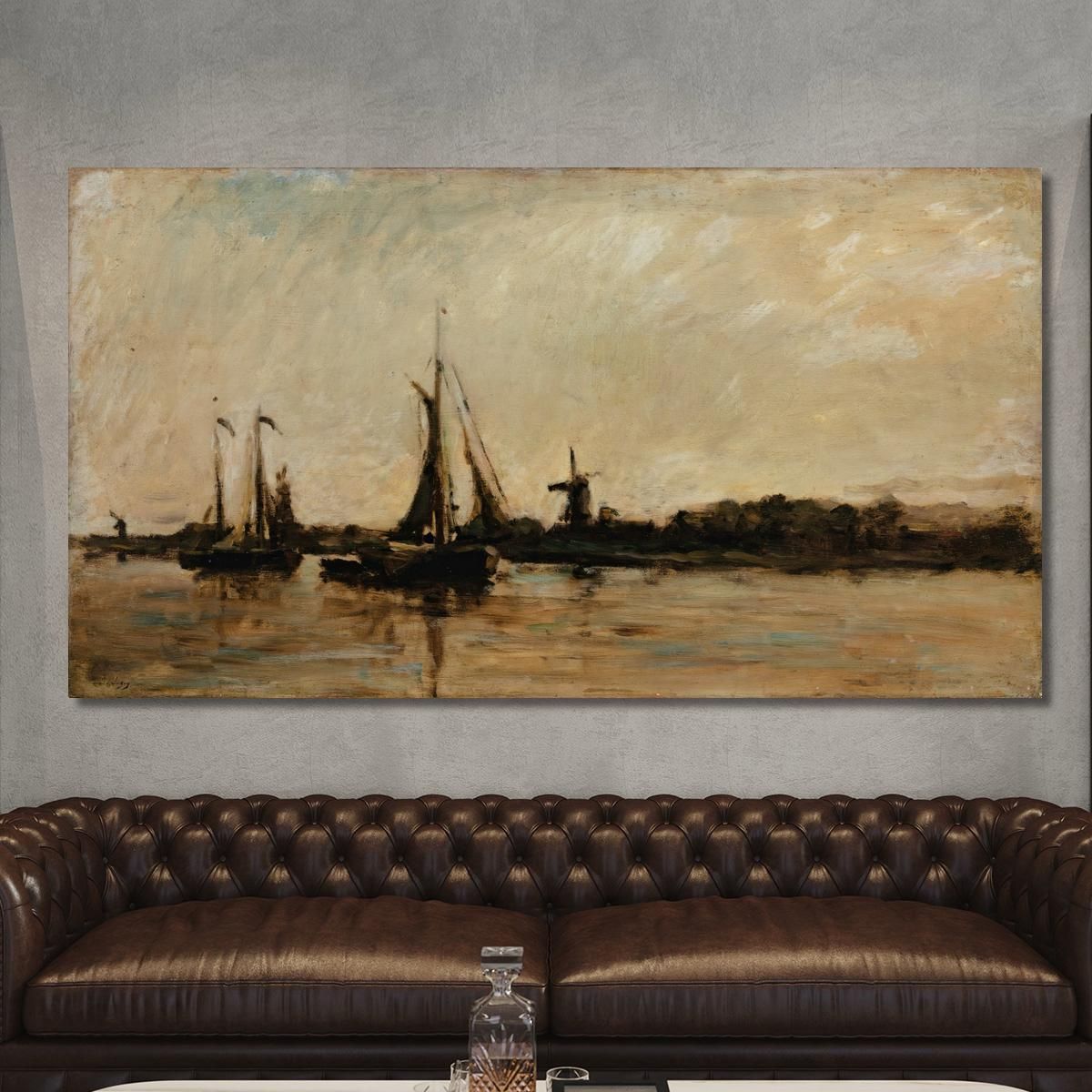 Landscape With A Canal In Holland Charles François Daubigny cfd37 canvas print 