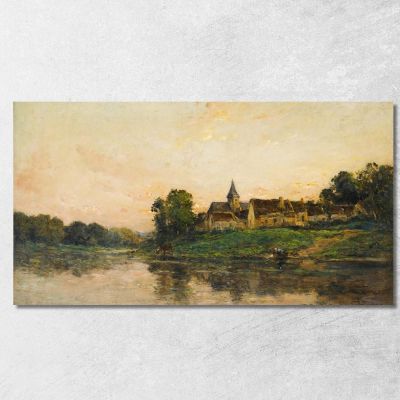 Washerwoman And Cowherd At Portejoie Charles François Daubigny cfd43 canvas print 