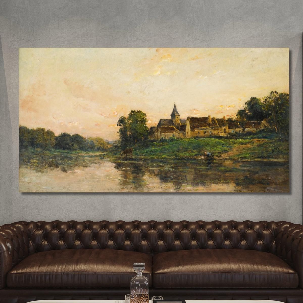 Washerwoman And Cowherd At Portejoie Charles François Daubigny cfd43 canvas print 