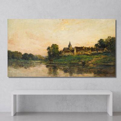 Washerwoman And Cowherd At Portejoie Charles François Daubigny cfd43 canvas print 