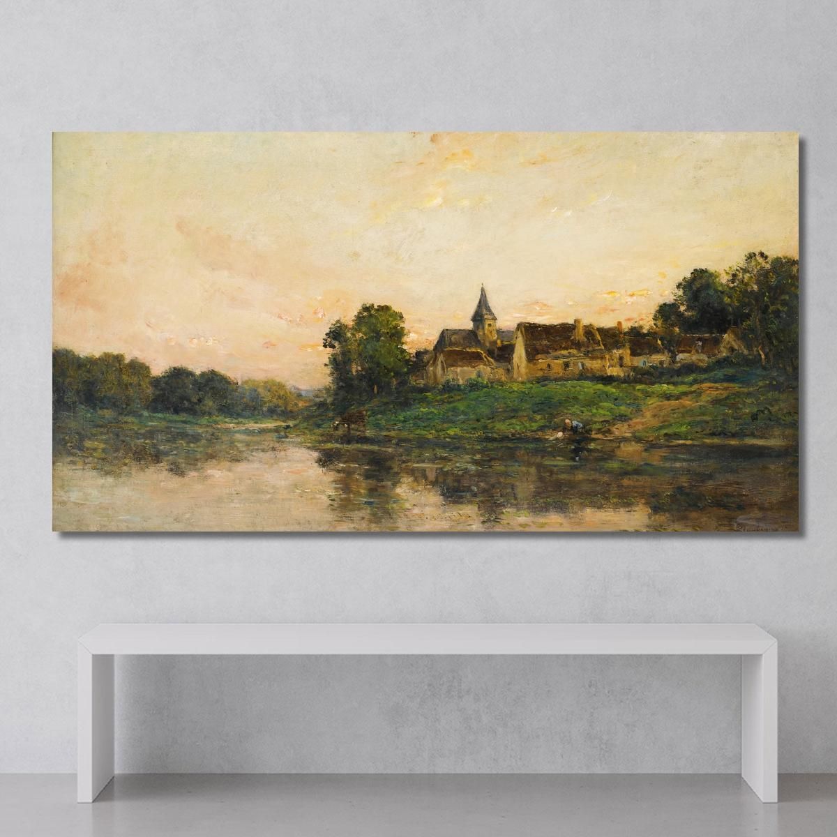 Washerwoman And Cowherd At Portejoie Charles François Daubigny cfd43 canvas print 