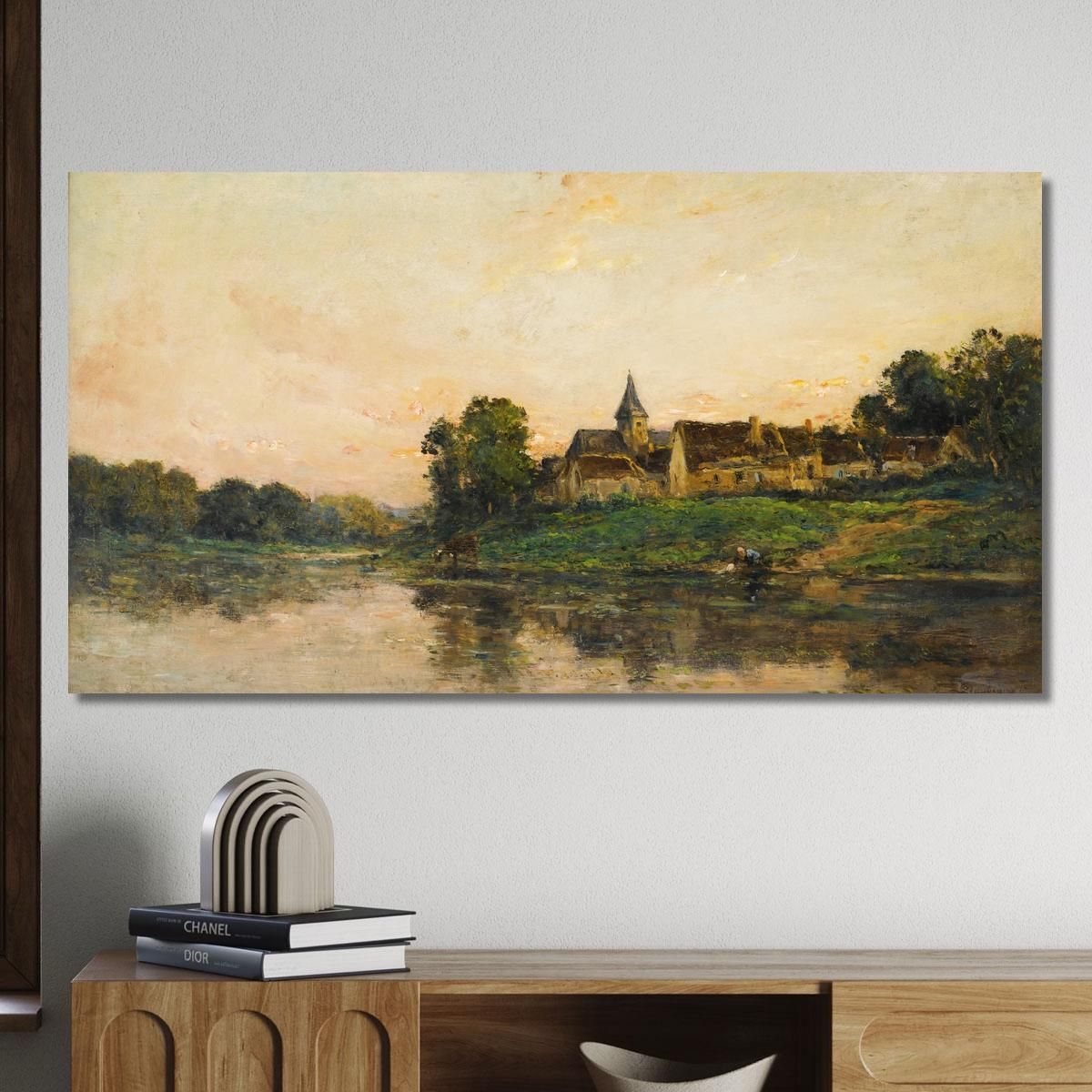 Washerwoman And Cowherd At Portejoie Charles François Daubigny cfd43 canvas print 
