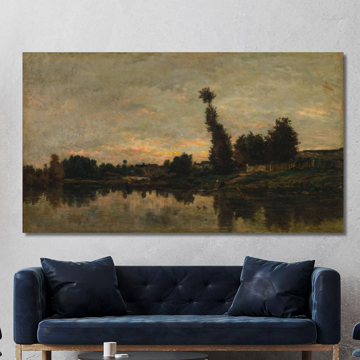 Sunset On The River Oise Charles François Daubigny cfd76 canvas print 