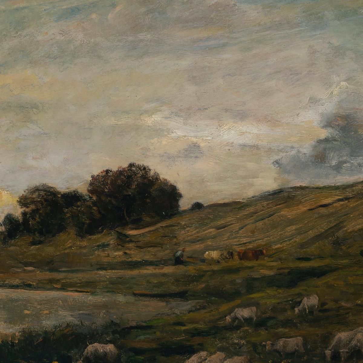 Flock Of Sheep By The River Charles François Daubigny cfd87 canvas print