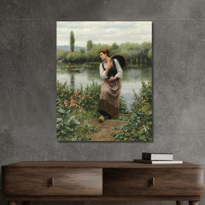 A Woman With A Basket Daniel Ridgway Knight drk1 canvas print 
