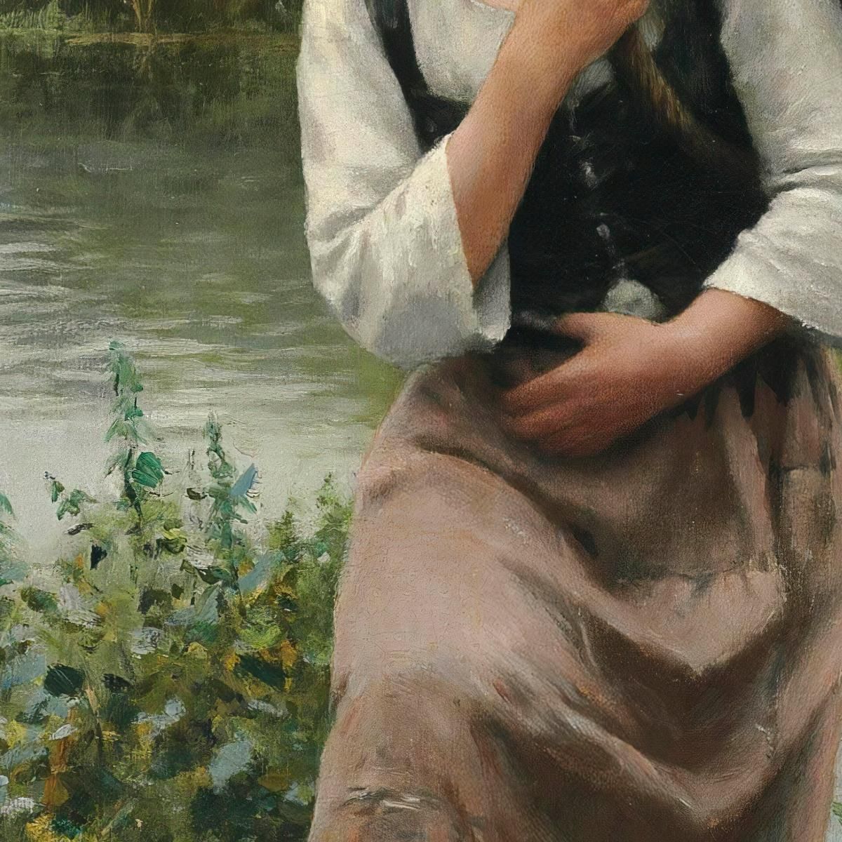 A Woman With A Basket Daniel Ridgway Knight drk1 canvas print
