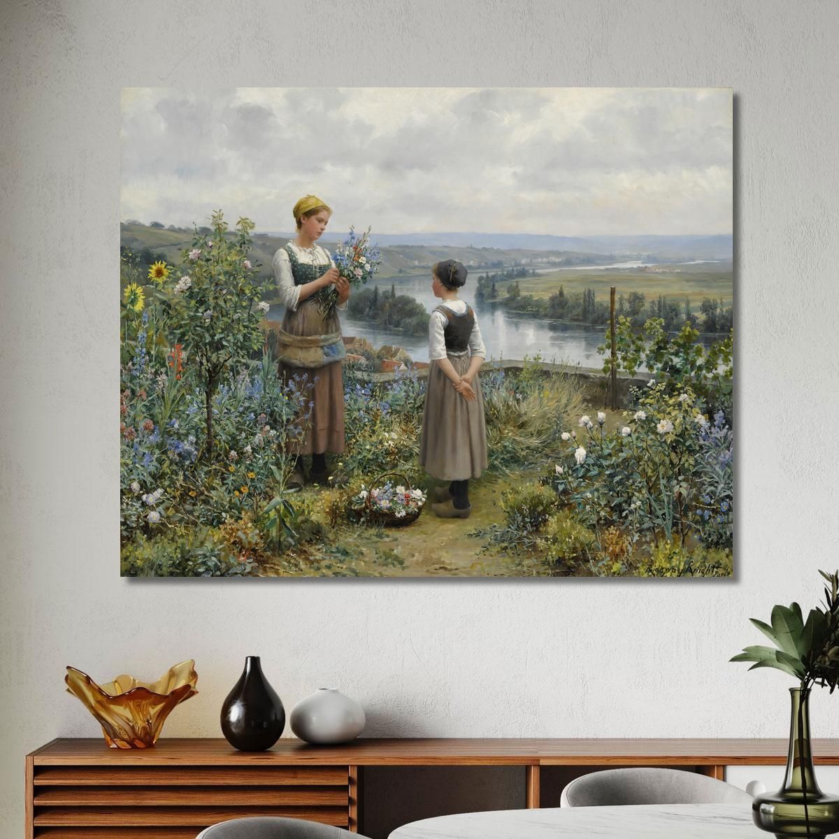 Picking Flowers Daniel Ridgway Knight drk20 canvas print 