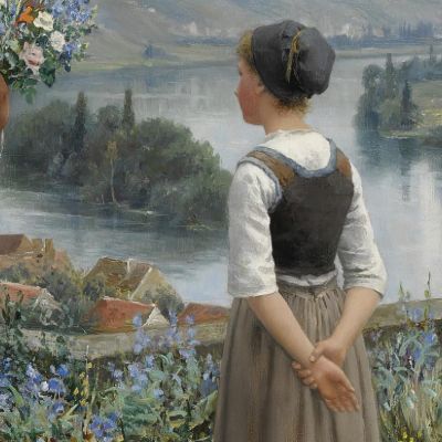 Picking Flowers Daniel Ridgway Knight drk20 canvas print