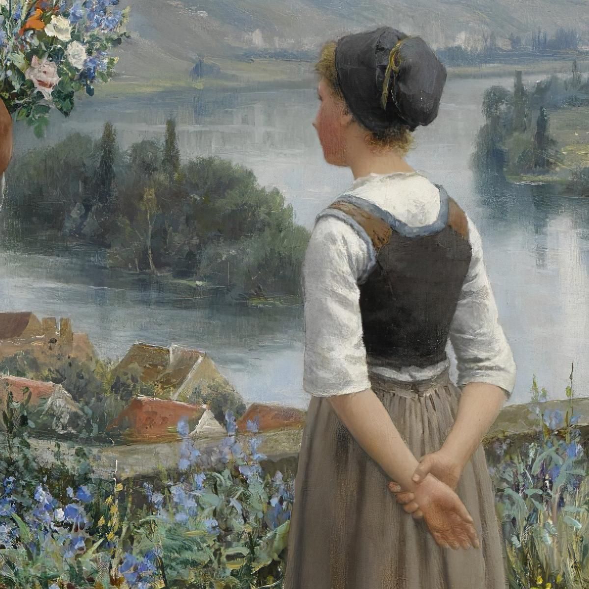 Picking Flowers Daniel Ridgway Knight drk20 canvas print
