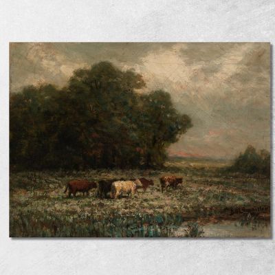Landscape With Cattle Grazing Edward Mitchell Bannister emb46 canvas print 