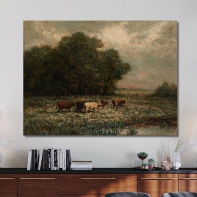 Landscape With Cattle Grazing Edward Mitchell Bannister emb46 canvas print 