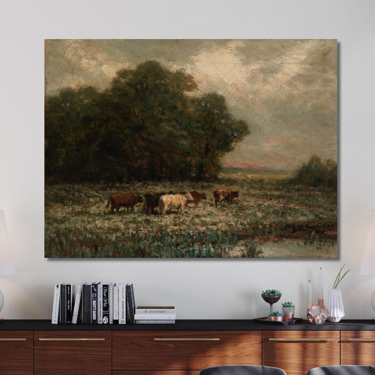 Landscape With Cattle Grazing Edward Mitchell Bannister emb46 canvas print 