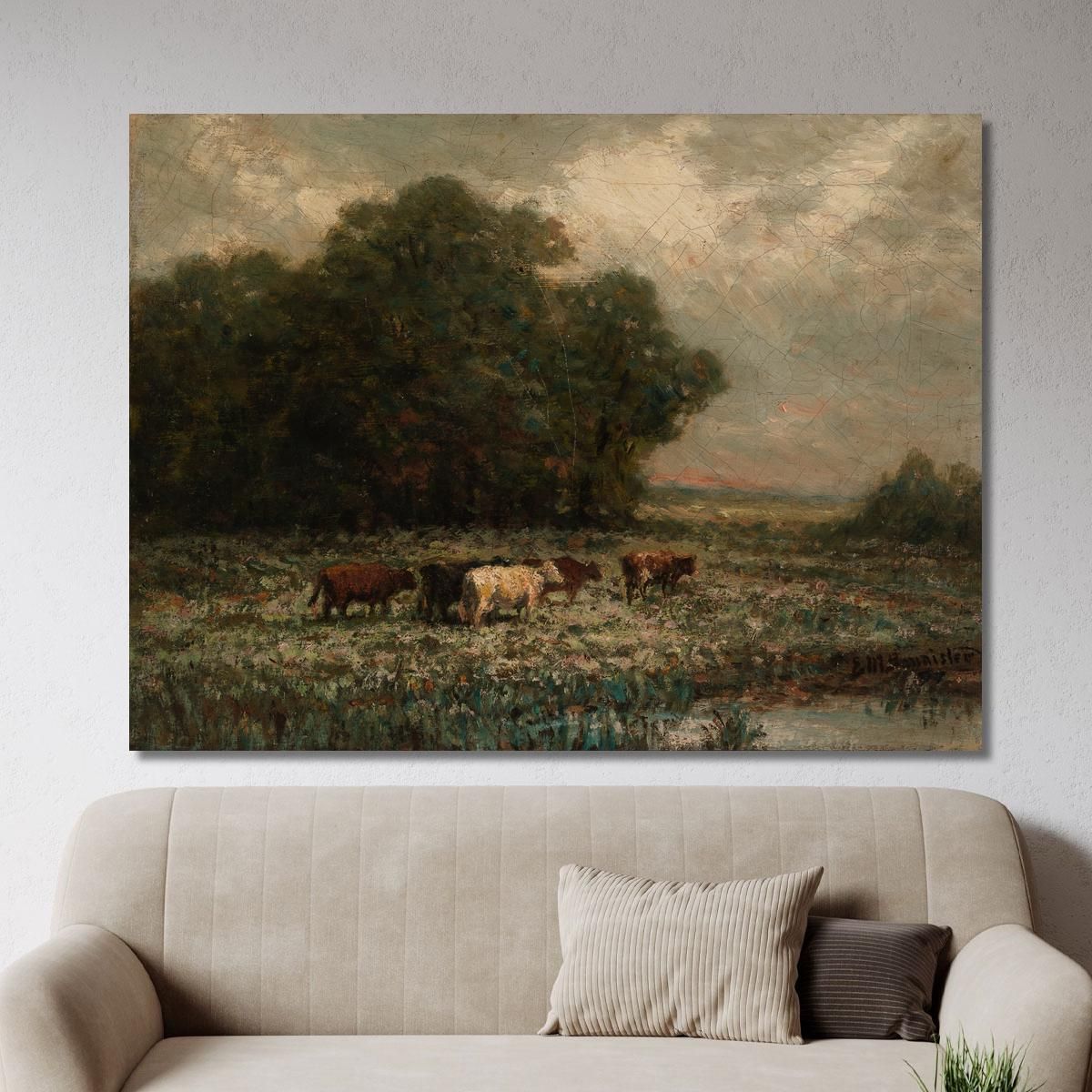 Landscape With Cattle Grazing Edward Mitchell Bannister emb46 canvas print 