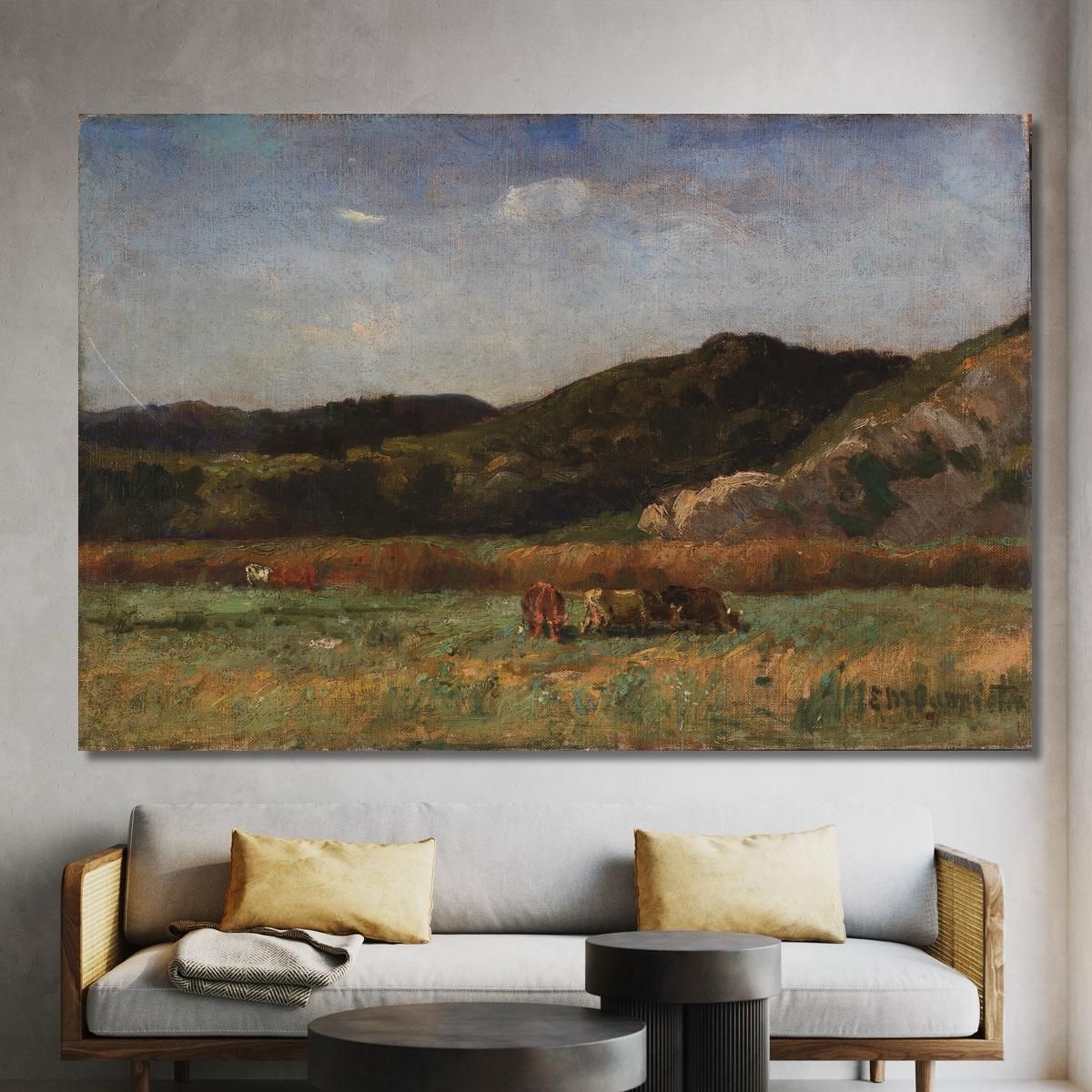 Landscape With Cows Grazing Hills Edward Mitchell Bannister emb48 canvas print 