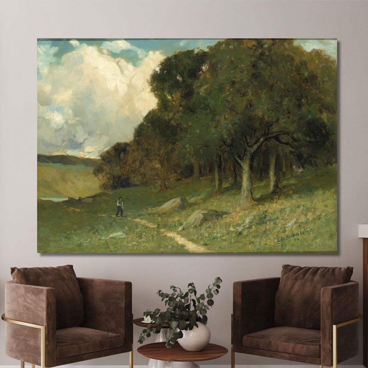 Man On Path With Trees In Background Edward Mitchell Bannister emb60 canvas print 