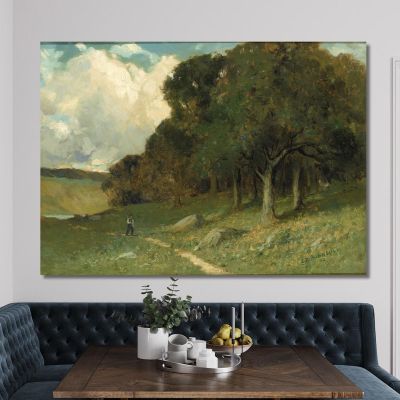 Man On Path With Trees In Background Edward Mitchell Bannister emb60 canvas print 