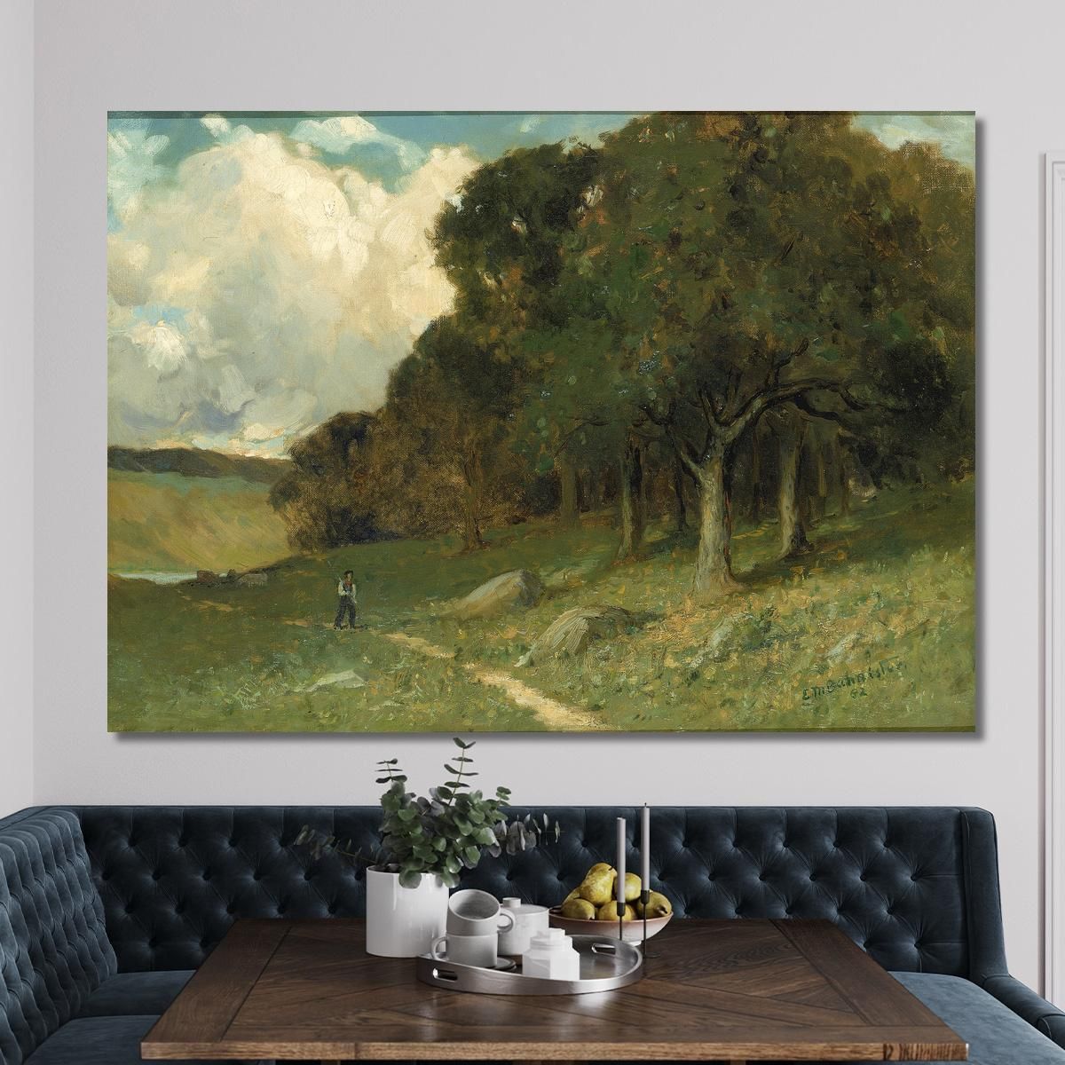 Man On Path With Trees In Background Edward Mitchell Bannister emb60 canvas print 