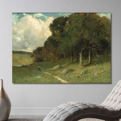 Man On Path With Trees In Background Edward Mitchell Bannister emb60 canvas print 