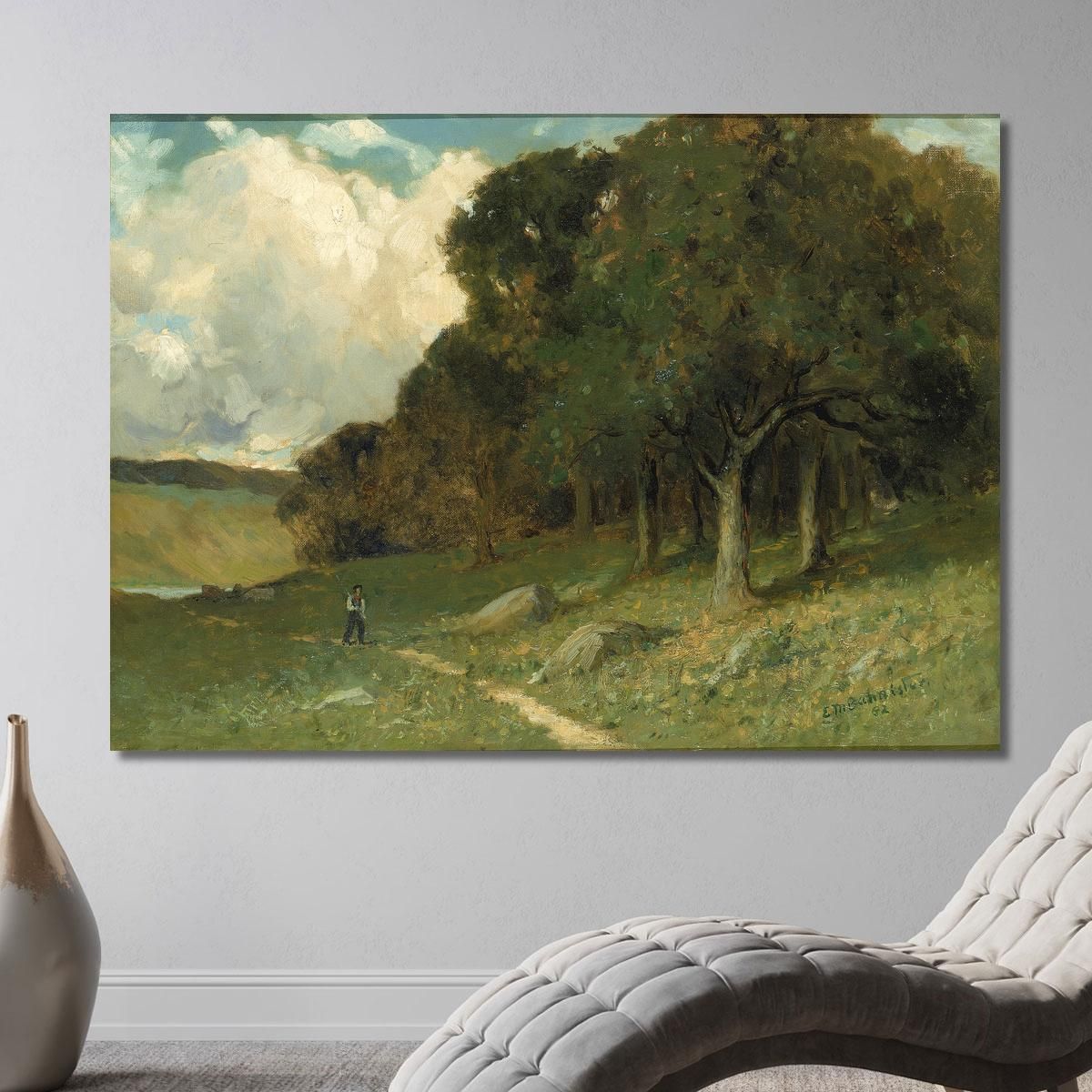 Man On Path With Trees In Background Edward Mitchell Bannister emb60 canvas print 