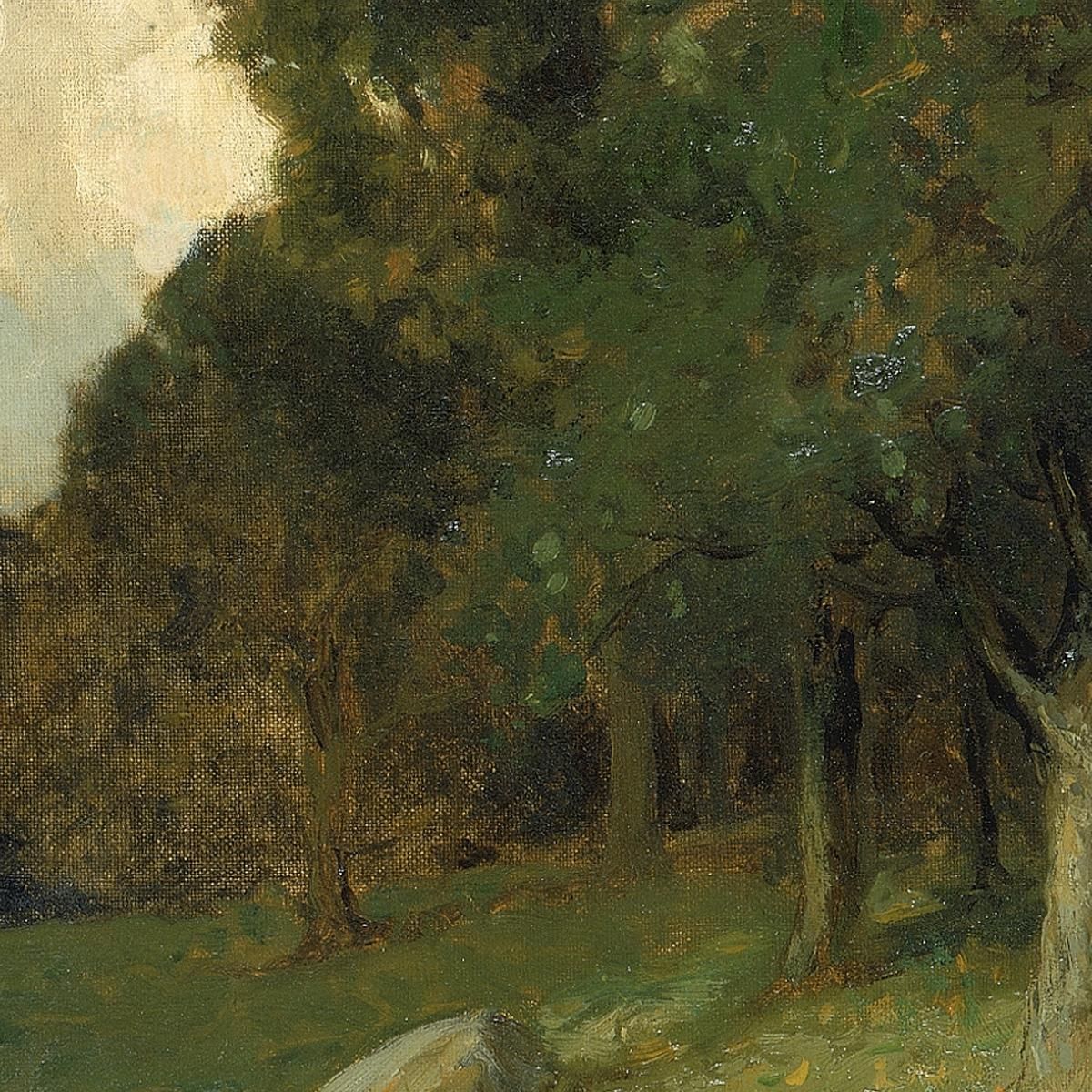 Man On Path With Trees In Background Edward Mitchell Bannister emb60 canvas print