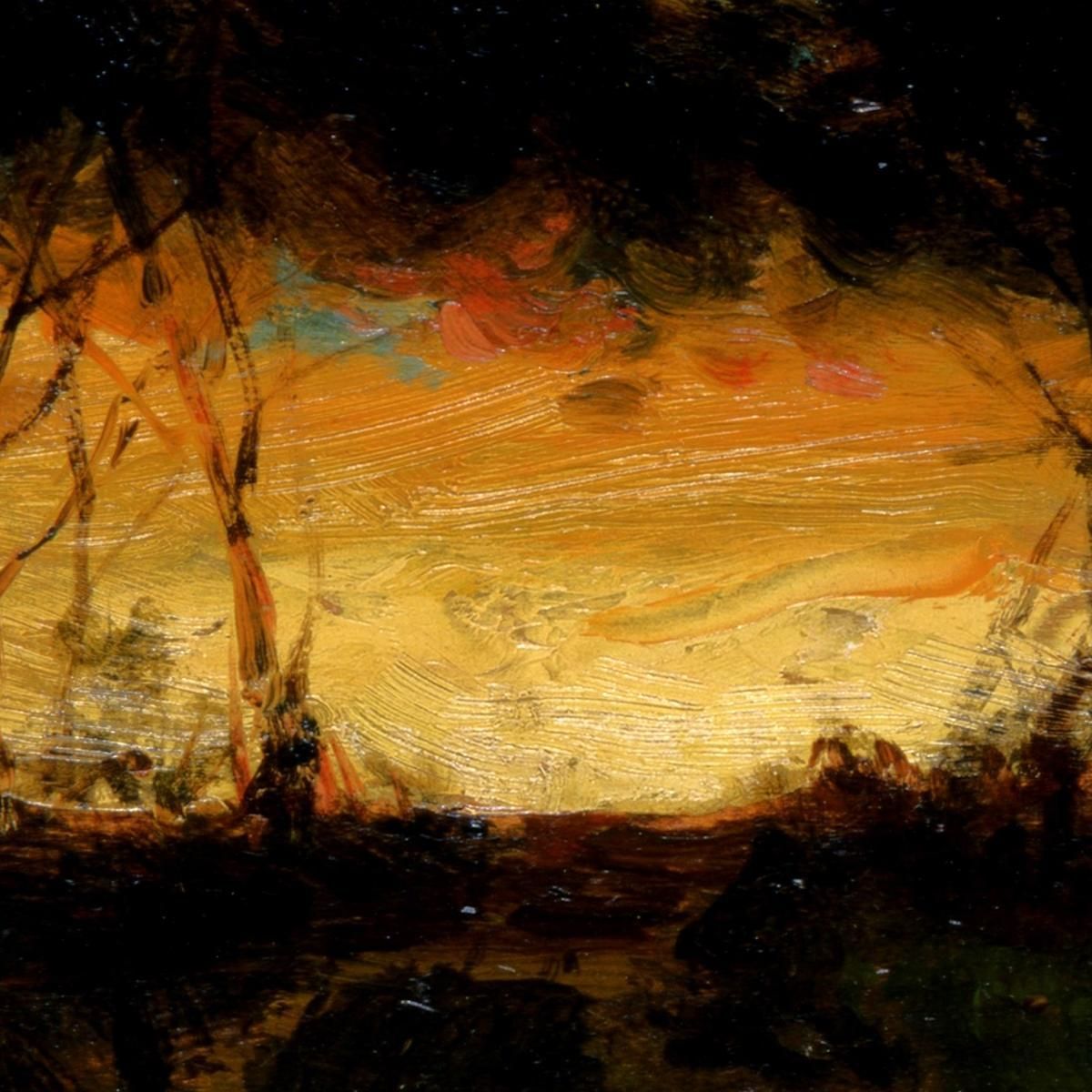 Sunset With Quarter Moon And Farmhouse Edward Mitchell Bannister emb64 canvas print