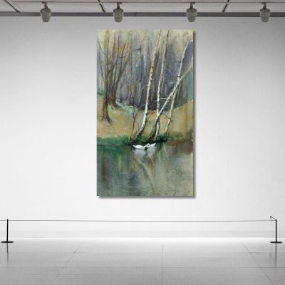 Wood Scene With Birch Trees And Ducks Edward Mitchell Bannister emb66 canvas print 