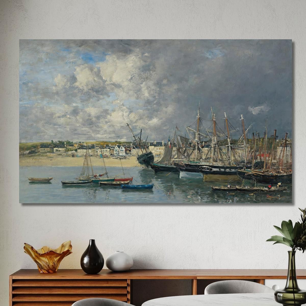 Boats At Anchor In The Port Of Portrieux Eugène Boudin ebd8 canvas print 