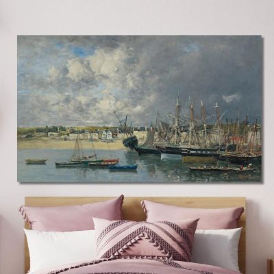 Boats At Anchor In The Port Of Portrieux Eugène Boudin ebd8 canvas print 