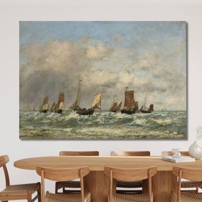 Berck Departure Of The Boats Eugène Boudin ebd18 canvas print 
