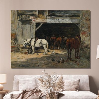 Courtyard And Stable Of A Renter Eugène Boudin ebd32 canvas print 