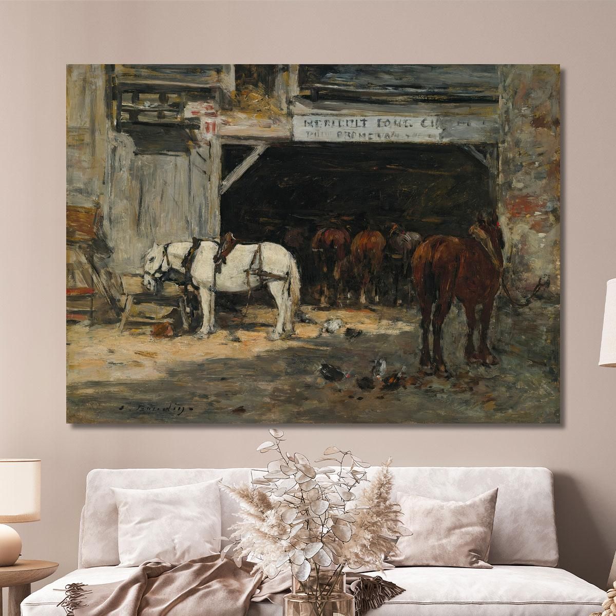 Courtyard And Stable Of A Renter Eugène Boudin ebd32 canvas print 
