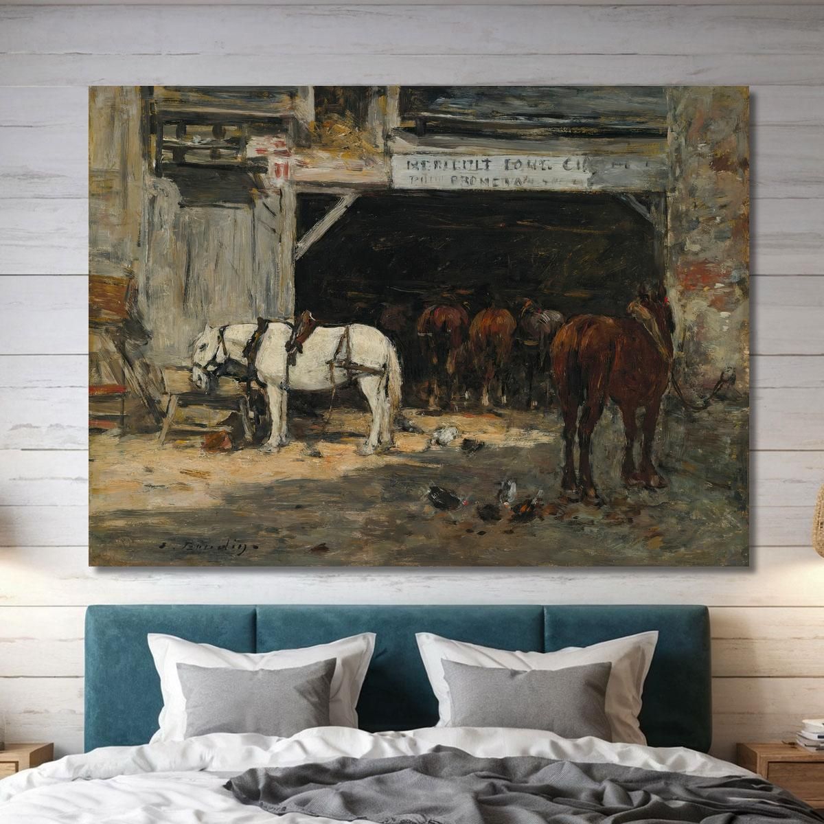 Courtyard And Stable Of A Renter Eugène Boudin ebd32 canvas print 