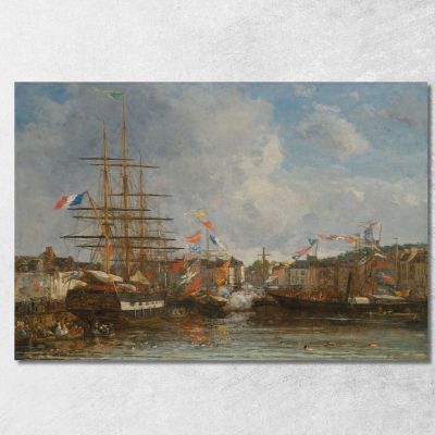 Festival In The Honfleur Basin Eugène Boudin ebd52 canvas print 