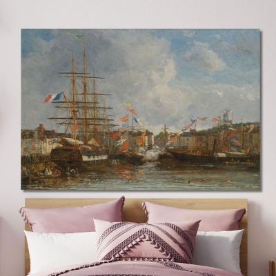 Festival In The Honfleur Basin Eugène Boudin ebd52 canvas print 