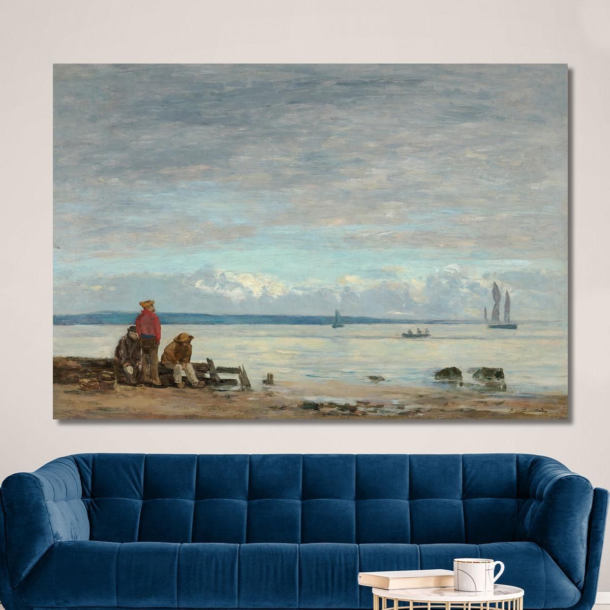 Honfleur. Fishermen On The Shore Eugène Boudin ebd54 canvas print 