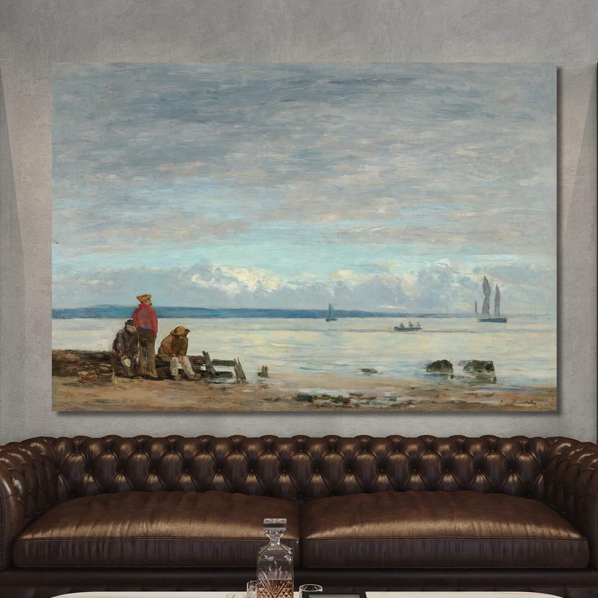 Honfleur. Fishermen On The Shore Eugène Boudin ebd54 canvas print 