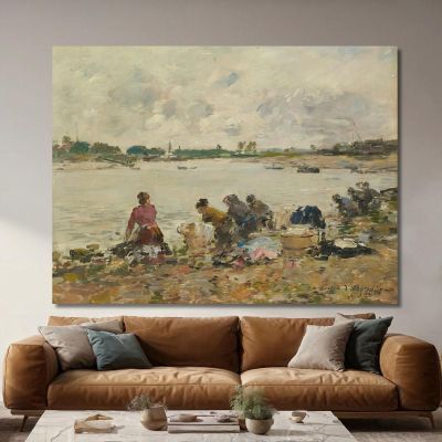 Washerwomen On The Banks Of The Touques Eugène Boudin ebd70 canvas print 