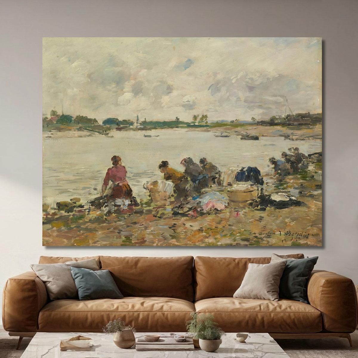 Washerwomen On The Banks Of The Touques Eugène Boudin ebd70 canvas print 