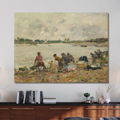 Washerwomen On The Banks Of The Touques Eugène Boudin ebd70 canvas print 