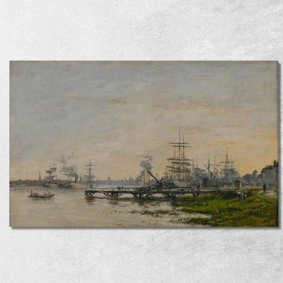 The Port Of Bordeaux Seen From The Bacalan Dock Eugène Boudin ebd84 canvas print 