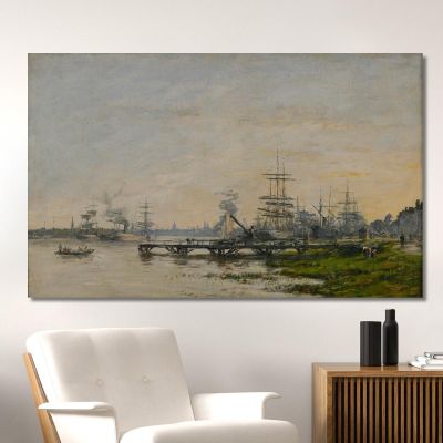 The Port Of Bordeaux Seen From The Bacalan Dock Eugène Boudin ebd84 canvas print 
