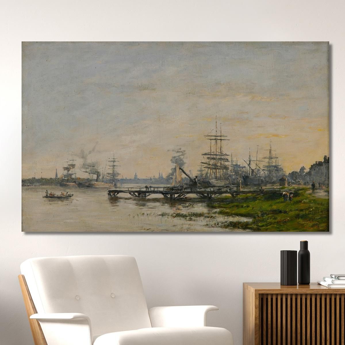 The Port Of Bordeaux Seen From The Bacalan Dock Eugène Boudin ebd84 canvas print 