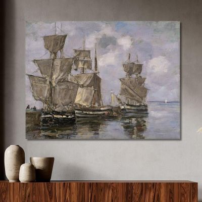Ships In The Port At Honfleur Eugène Boudin ebd95 canvas print 