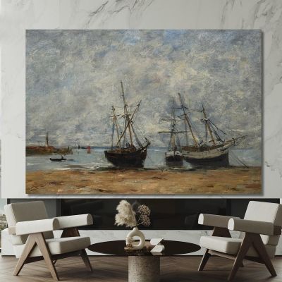 Portrieux The Port At Low Tide Eugène Boudin ebd109 canvas print 