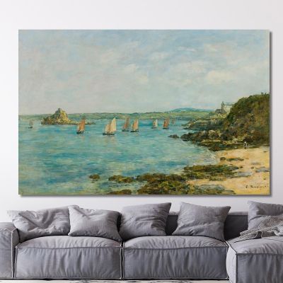 Shore Of Douarnenez Fishing Boats In The Bay Eugène Boudin ebd116 canvas print 