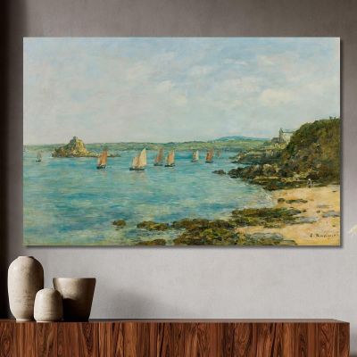Shore Of Douarnenez Fishing Boats In The Bay Eugène Boudin ebd116 canvas print 