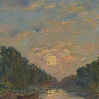 Saint-Valery-Sur-Somme Moonlight Effect On The Canal Eugène Boudin ebd120 canvas print