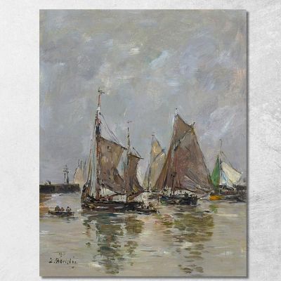 Trouville Departure Of The Sardine Boats Eugène Boudin ebd155 canvas print 